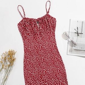 red floral print dress